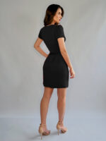 Vestido Decote Transpassado Manga Curta Soltinho